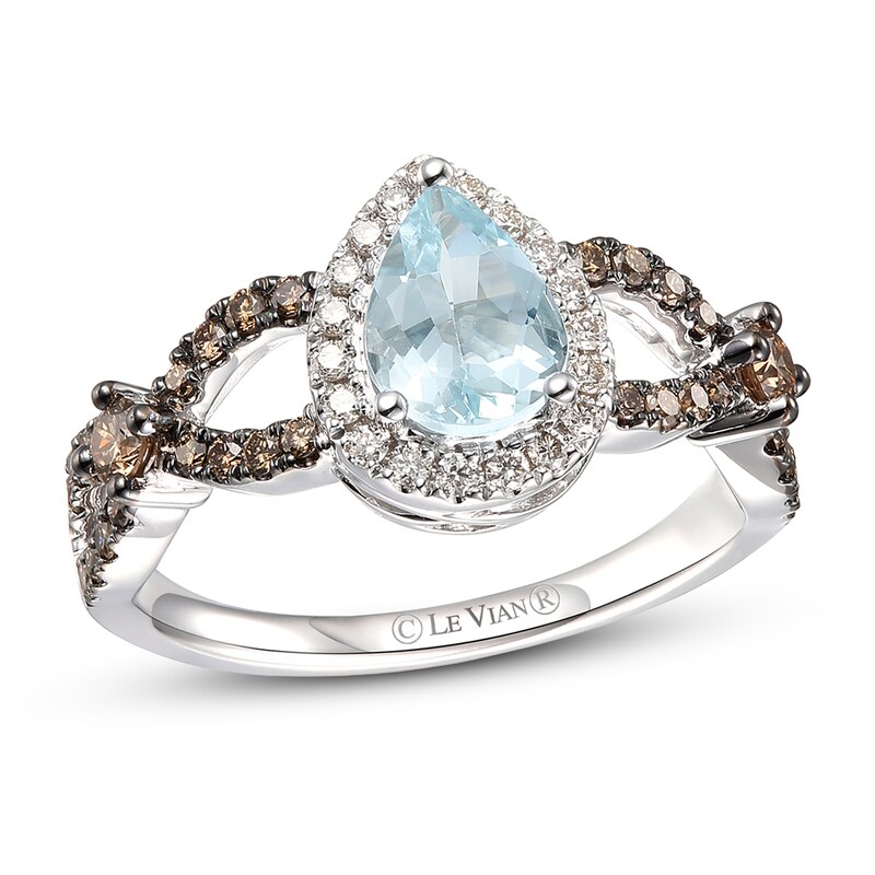 Main Image 1 of Le Vian Natural Aquamarine Ring 3/8 ct tw Diamonds 14K Vanilla Gold