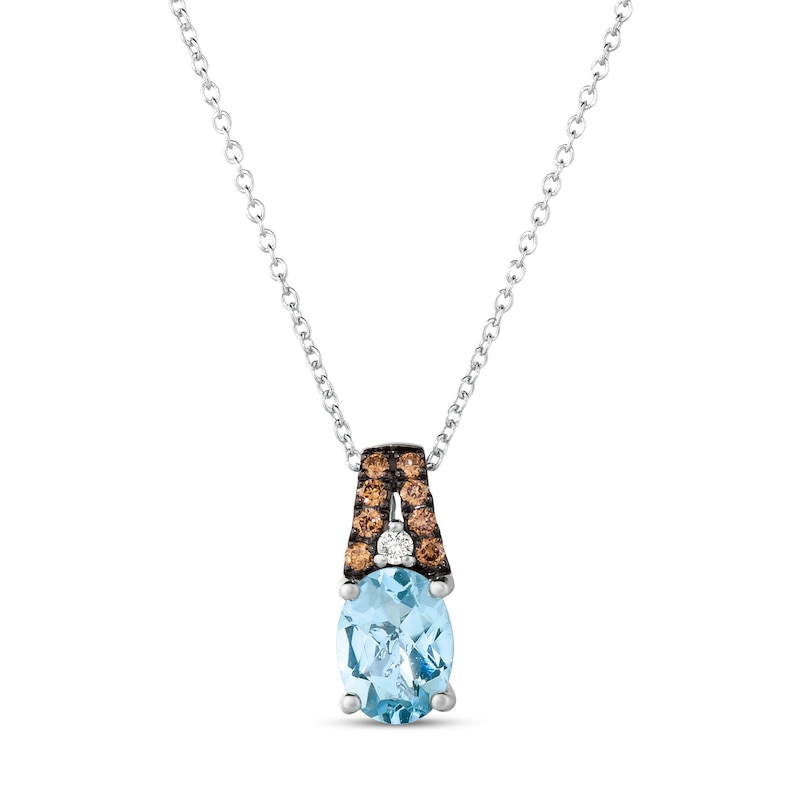 Le Vian Natural Aquamarine Necklace 1/10 ct tw Diamonds 14K Vanilla Gold with 360