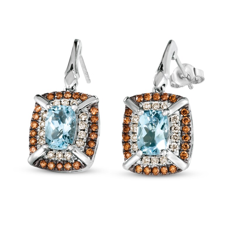 Main Image 1 of Le Vian Natural Aquamarine Earrings 1/2 ct tw Diamonds 14K Vanilla Gold