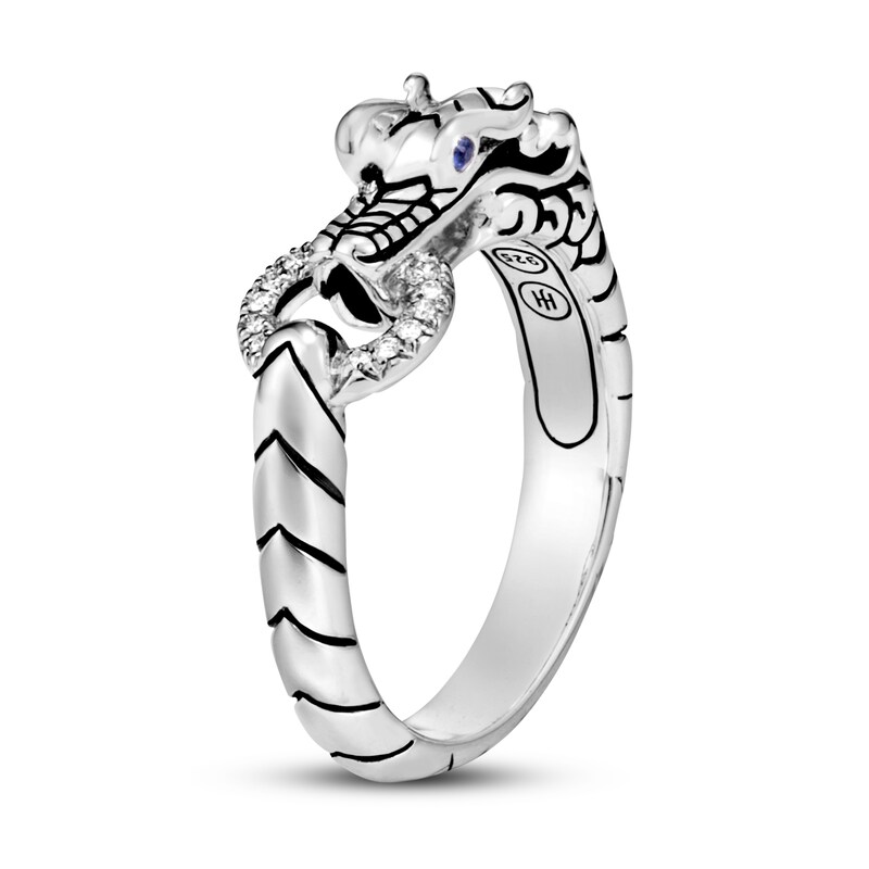 John Hardy Legends Naga Ring 1/20 ct tw Diamonds Sterling Silver with 360