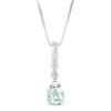 Thumbnail Image 1 of Lab-Created Aquamarine/Sapphire Necklace Pear/Round Sterling Silver