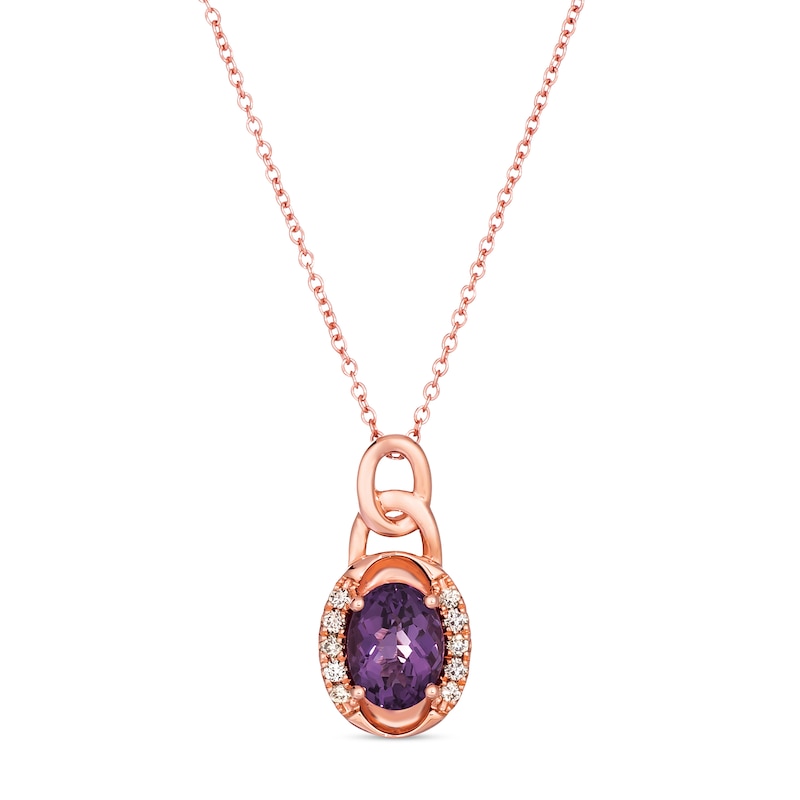 Main Image 1 of Le Vian Amethyst Necklace 1/10 ct tw Diamonds 14K Strawberry Gold