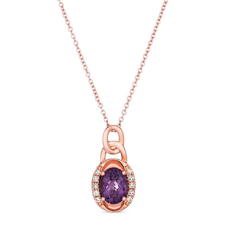 Le Vian Amethyst Necklace 1/10 ct tw Diamonds 14K Strawberry Gold