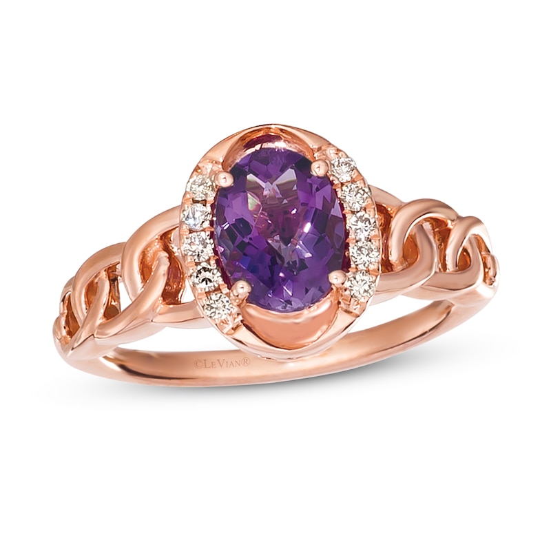 Main Image 1 of Le Vian Amethyst Ring 1/10 ct tw Diamonds 14K Strawberry Gold