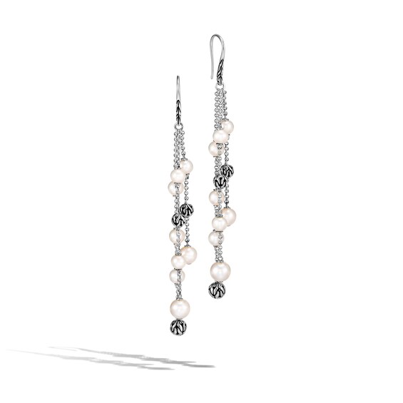 Jared John Hardy Classic Chain Chandelier Earrings Cultured Pearl Sterling Silver
