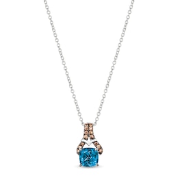 Le Vian Blue Topaz Necklace 1/10 ct tw Diamonds 14K Vanilla Gold