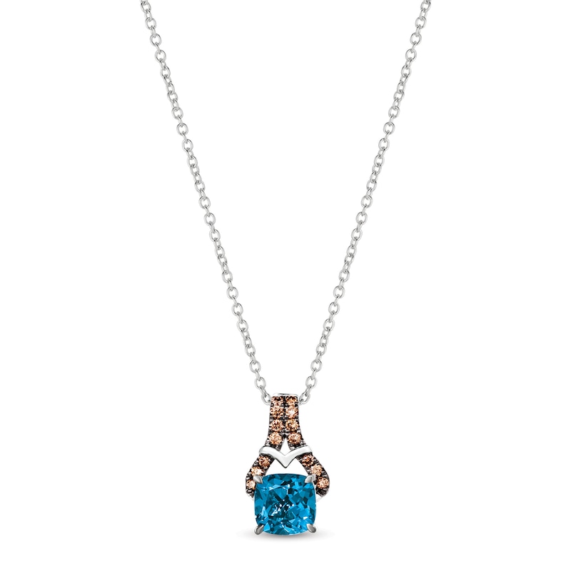 Le Vian Natural Blue Topaz Necklace 1/10 ct tw Diamonds 14K Vanilla Gold