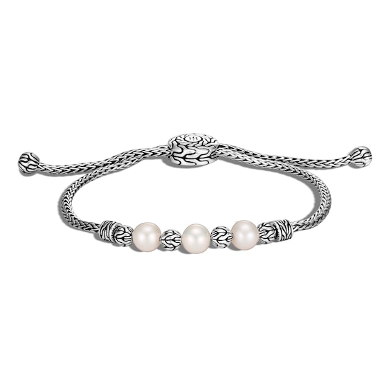 Jared John Hardy Classic Chain Bolo Bracelet Freshwater Cultured Pearls Sterling Silver