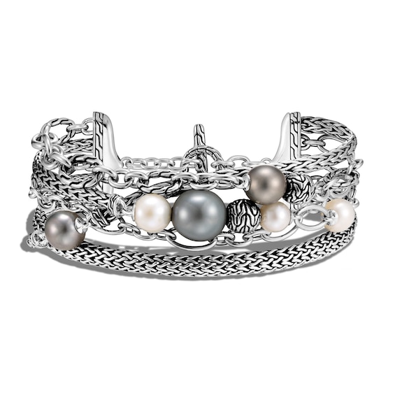 Jared John Hardy Classic Chain Multi-Row Bracelet Cultured Pearl Sterling Silver