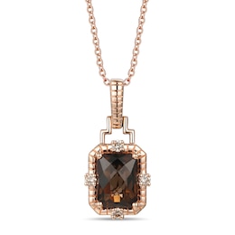 Le Vian Chocolate Quartz Necklace 1/15 ct tw Diamonds 14K Strawberry Gold