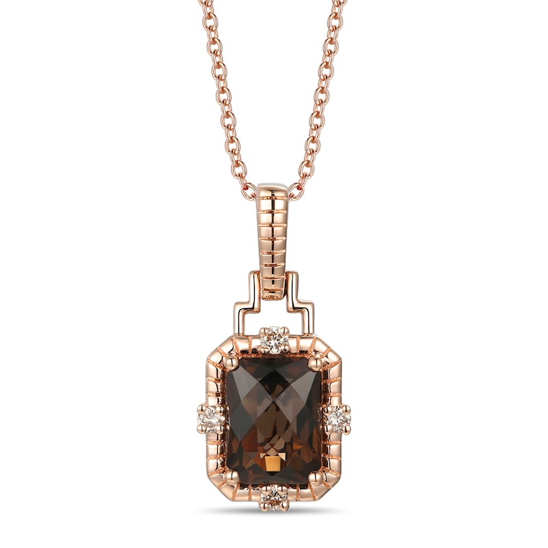 Le Vian Chocolate Quartz Necklace 1/15 ct tw Diamonds 14K Strawberry Gold