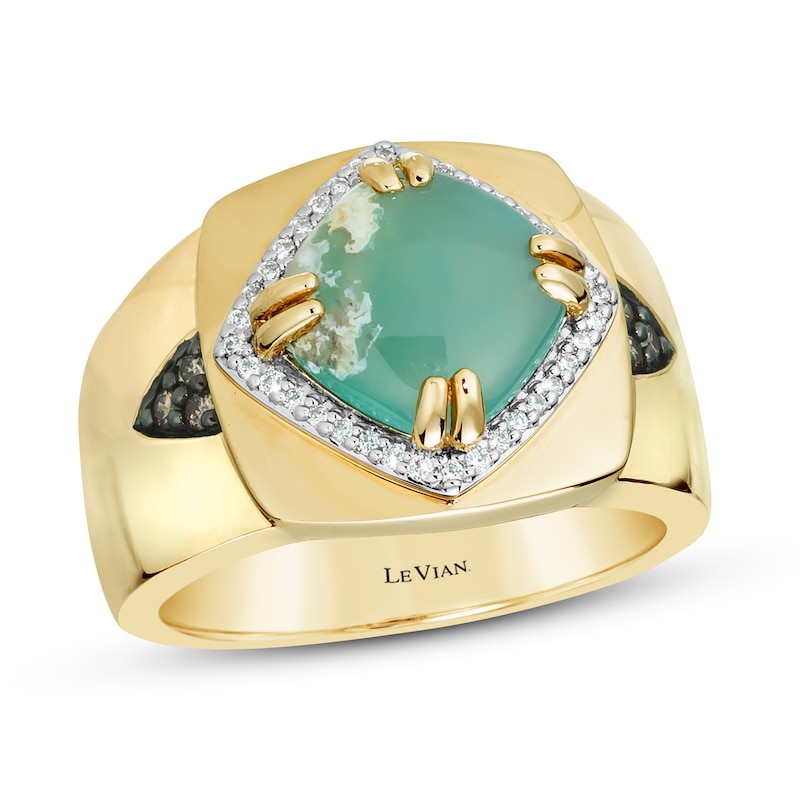 Le Vian Men's Natural Aquaprase Ring 1/5 ct tw Diamonds 14K Honey Gold