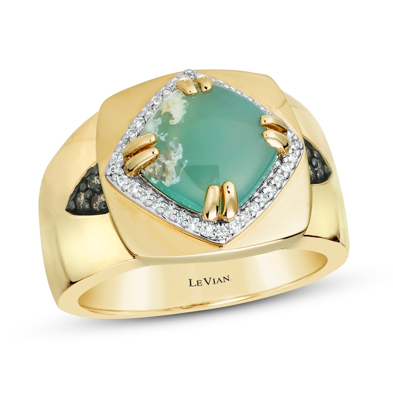 Main Image 1 of Le Vian Men's Natural Aquaprase Ring 1/5 ct tw Diamonds 14K Honey Gold