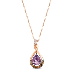 Le Vian Amethyst Necklace 1/5 ct tw Diamonds 14K Strawberry Gold 18"