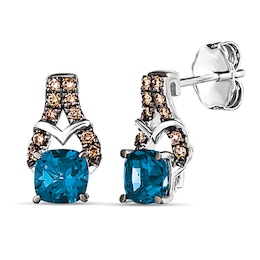 Le Vian Blue Topaz Earrings 1/8 ct tw Diamonds 14K Vanilla Gold