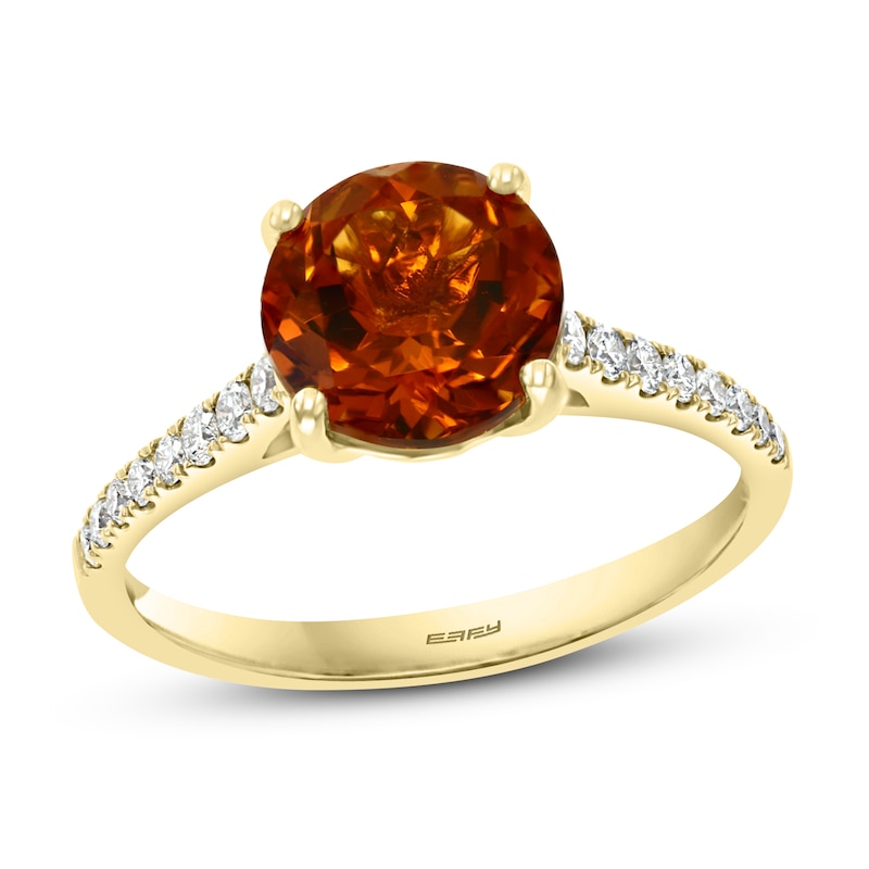 Effy Natural Citrine Ring 1/5 ct tw Diamonds 14K Yellow Gold with 360