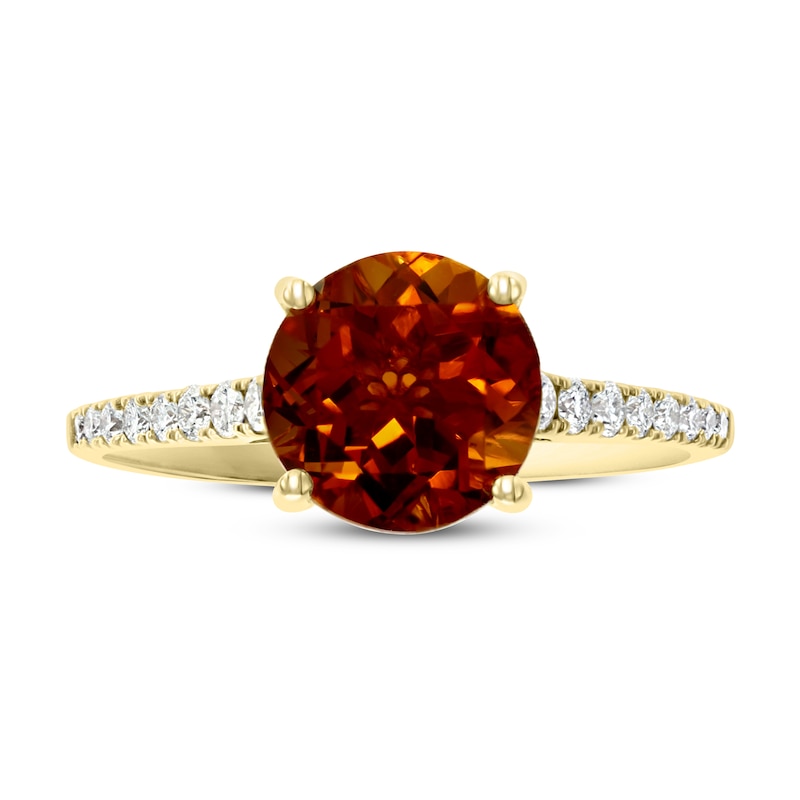 Effy Natural Citrine Ring 1/5 ct tw Diamonds 14K Yellow Gold