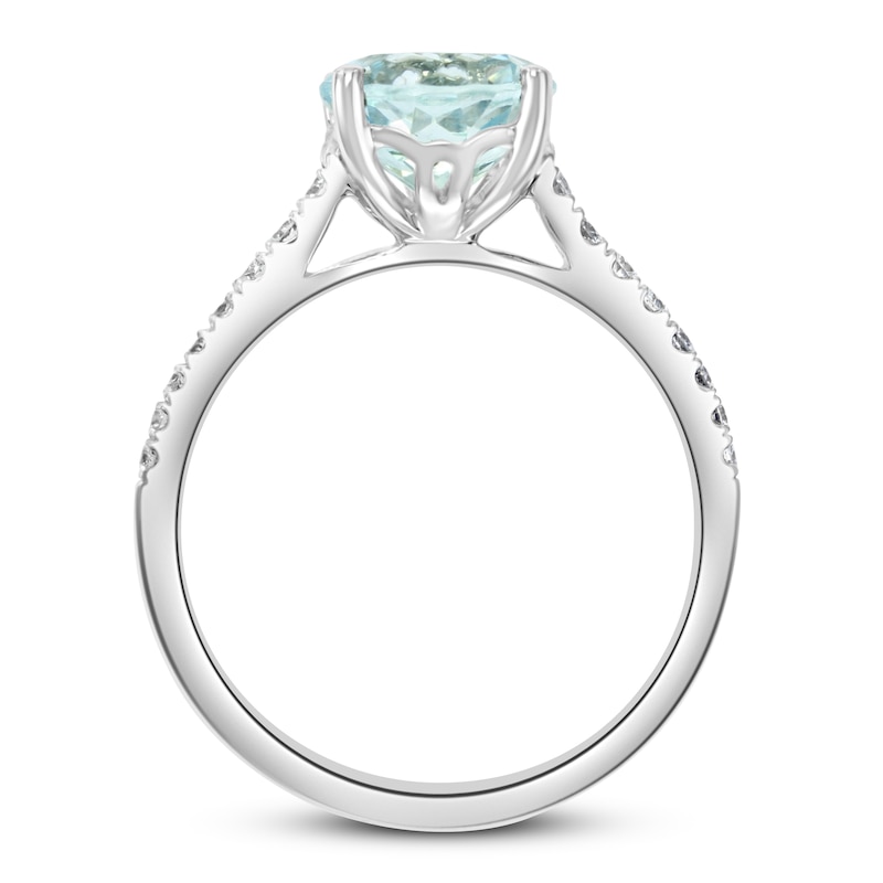 Effy Natural Aquamarine Ring 1/5 ct tw Diamonds 14K White Gold