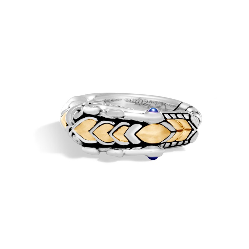 John Hardy Legends Naga Brushed Ring Blue Sapphire Sterling Silver/18K Yellow Gold