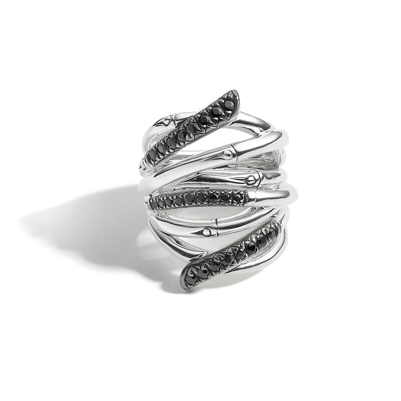 John Hardy Bamboo Lava Ring Black Sapphire Sterling Silver