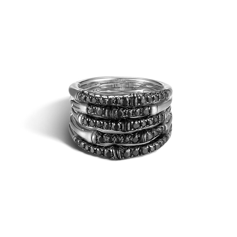 John Hardy Women's Bamboo Ring Black Sapphire Sterling Silver