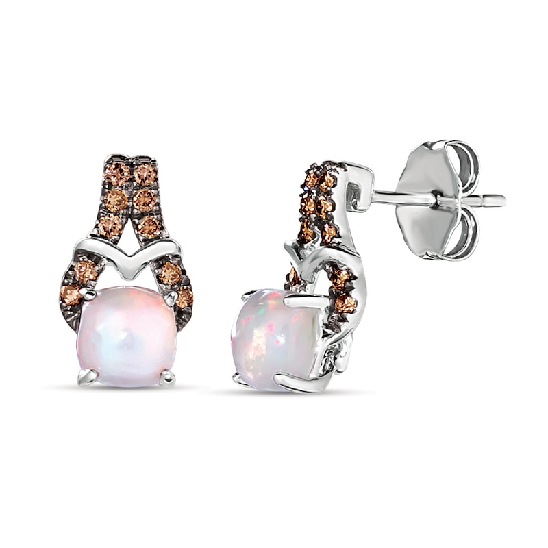 Main Image 1 of Le Vian Opal Earrings 1/8 ct tw Diamonds 14K Vanilla Gold