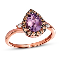 Le Vian Natural Amethyst Ring 1/4 ct tw Diamonds 14K Strawberry Gold