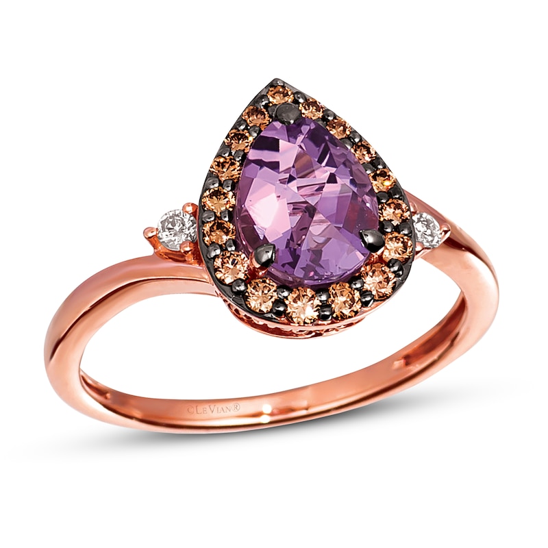 Le Vian Natural Amethyst Ring 1/4 ct tw Diamonds 14K Strawberry Gold