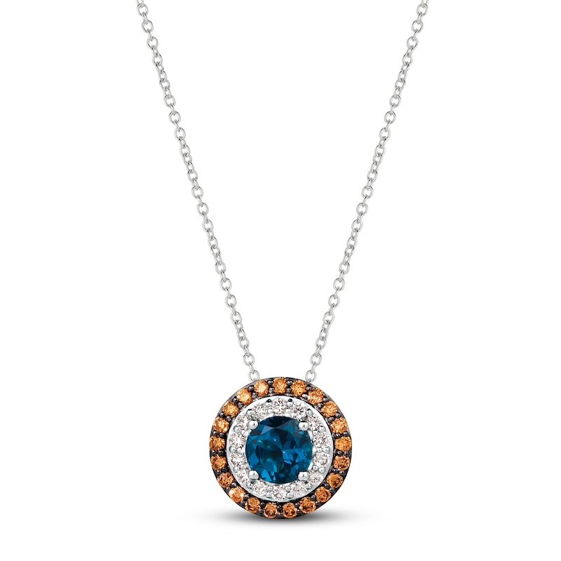 Main Image 1 of Le Vian Natural Blue Topaz Necklace 1/2 ct tw Diamonds 14K Vanilla Gold