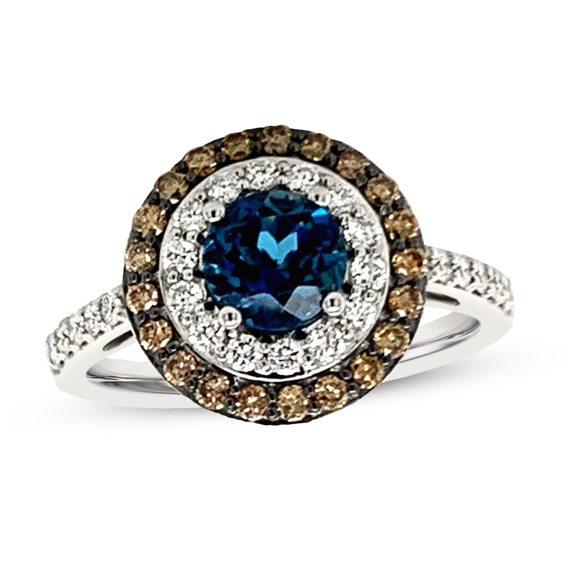 Le Vian Natural Blue Topaz Ring 5/8 ct tw Diamonds 14K Vanilla Gold with 360