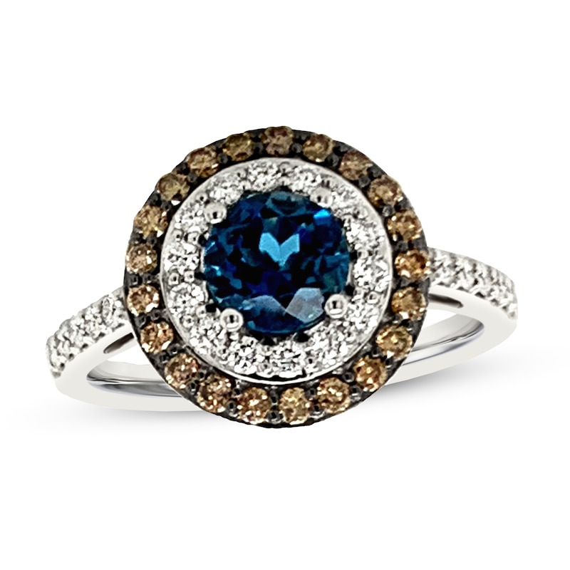 Le Vian Natural Blue Topaz Ring 5/8 ct tw Diamonds 14K Vanilla Gold