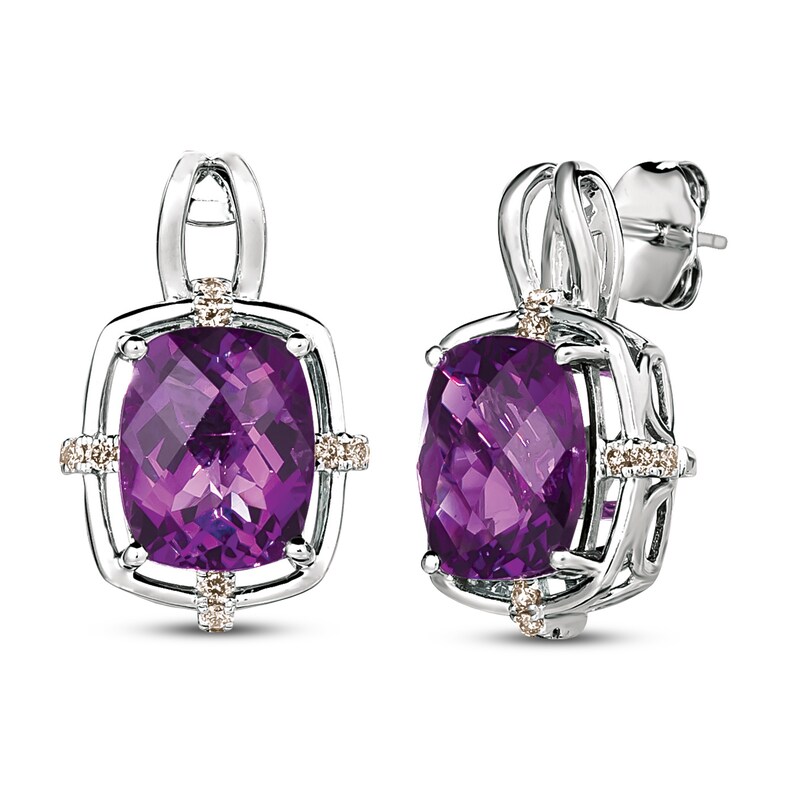 Main Image 1 of Le Vian Natural Amethyst Earrings 1/6 ct tw Diamonds 14K Vanilla Gold