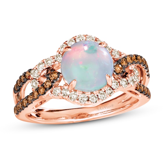 Jared Le Vian Natural Opal Ring 1 2 Ct Tw Diamonds 14k Strawberry Gold Shefinds