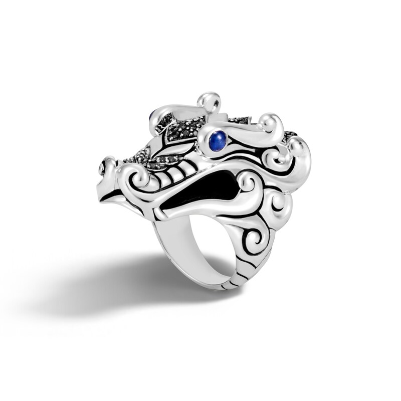 John Hardy Legends Naga Ring Natural Black Sapphire/Natural Black Spinel Sterling Silver