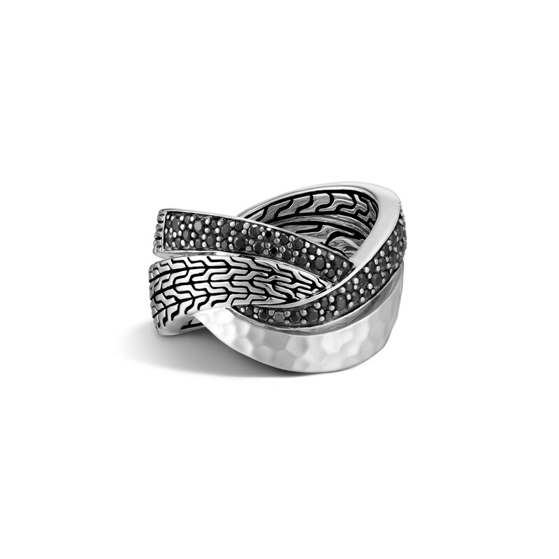 John Hardy Classic Chain Ring Natural Black Sapphire/Spinel Sterling Silver