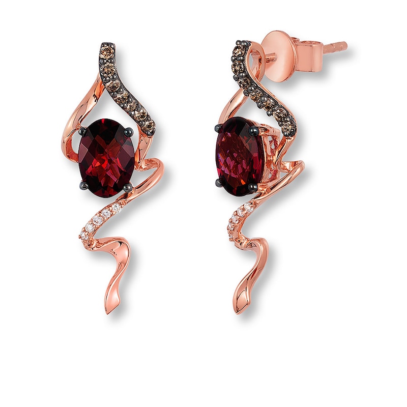 Main Image 1 of Le Vian Garnet Earrings 1/6 ct tw Diamonds 14K Strawberry Gold