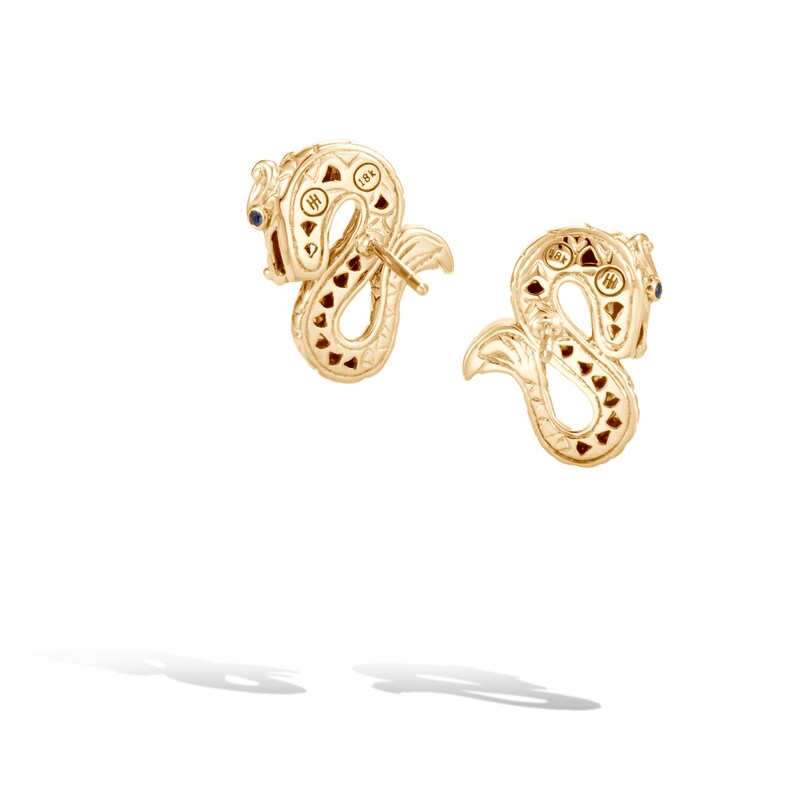 Main Image 2 of John Hardy Legends Naga Stud Earrings Natural Blue Sapphire 18K Yellow Gold