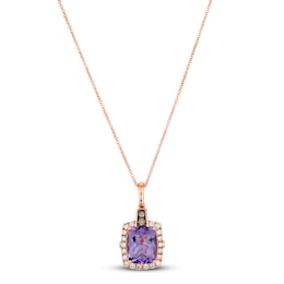 Le Vian Natural Amethyst Necklace 1/3 ct tw Diamonds 14K Strawberry Gold
