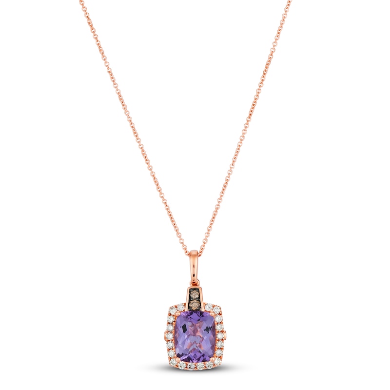 Main Image 1 of Le Vian Natural Amethyst Necklace 1/3 ct tw Diamonds 14K Strawberry Gold