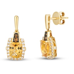 Le Vian Natural Citrine Earrings 1/2 ct tw Diamonds 14K Honey Gold