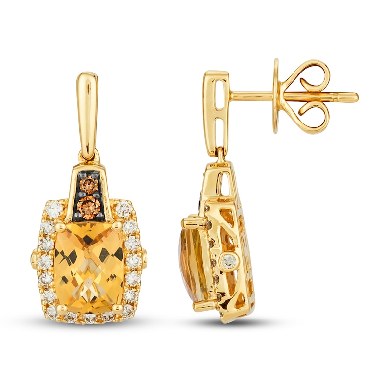 Main Image 2 of Le Vian Natural Citrine Earrings 1/2 ct tw Diamonds 14K Honey Gold