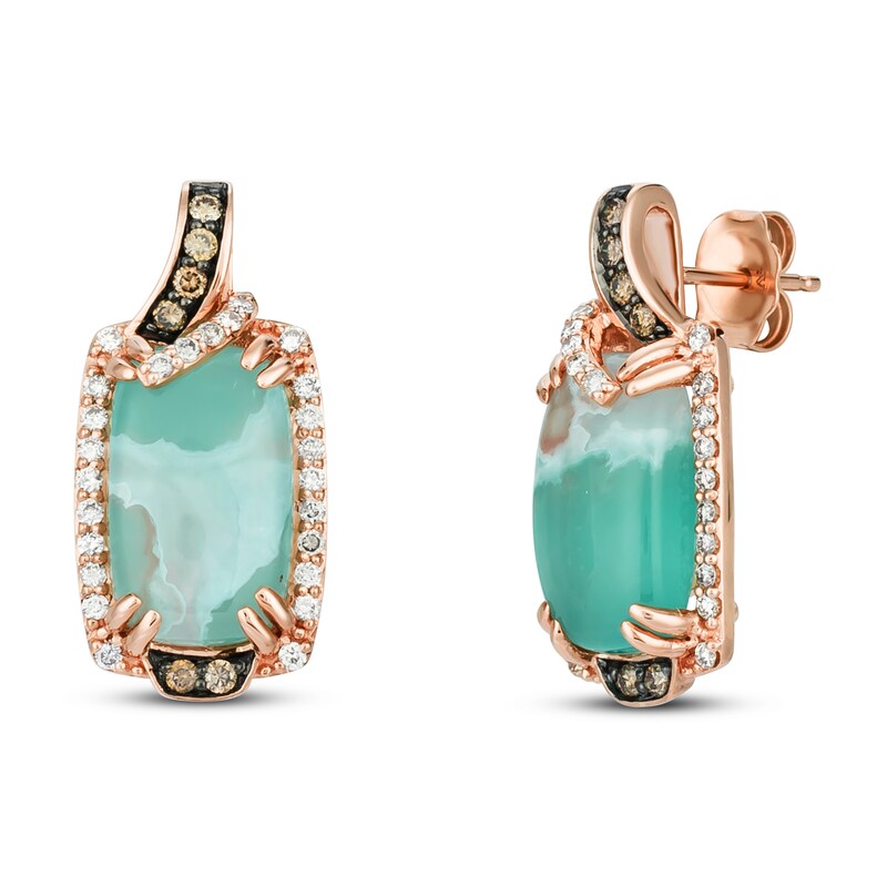 Main Image 1 of Le Vian Natural Aquaprase Earrings 1/2 ct tw Diamonds 14K Strawberry Gold