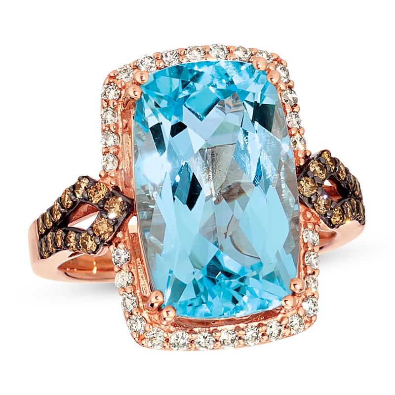 Main Image 1 of Le Vian Natural Blue Topaz Ring 1/2 ct tw Diamonds 14K Strawberry Gold
