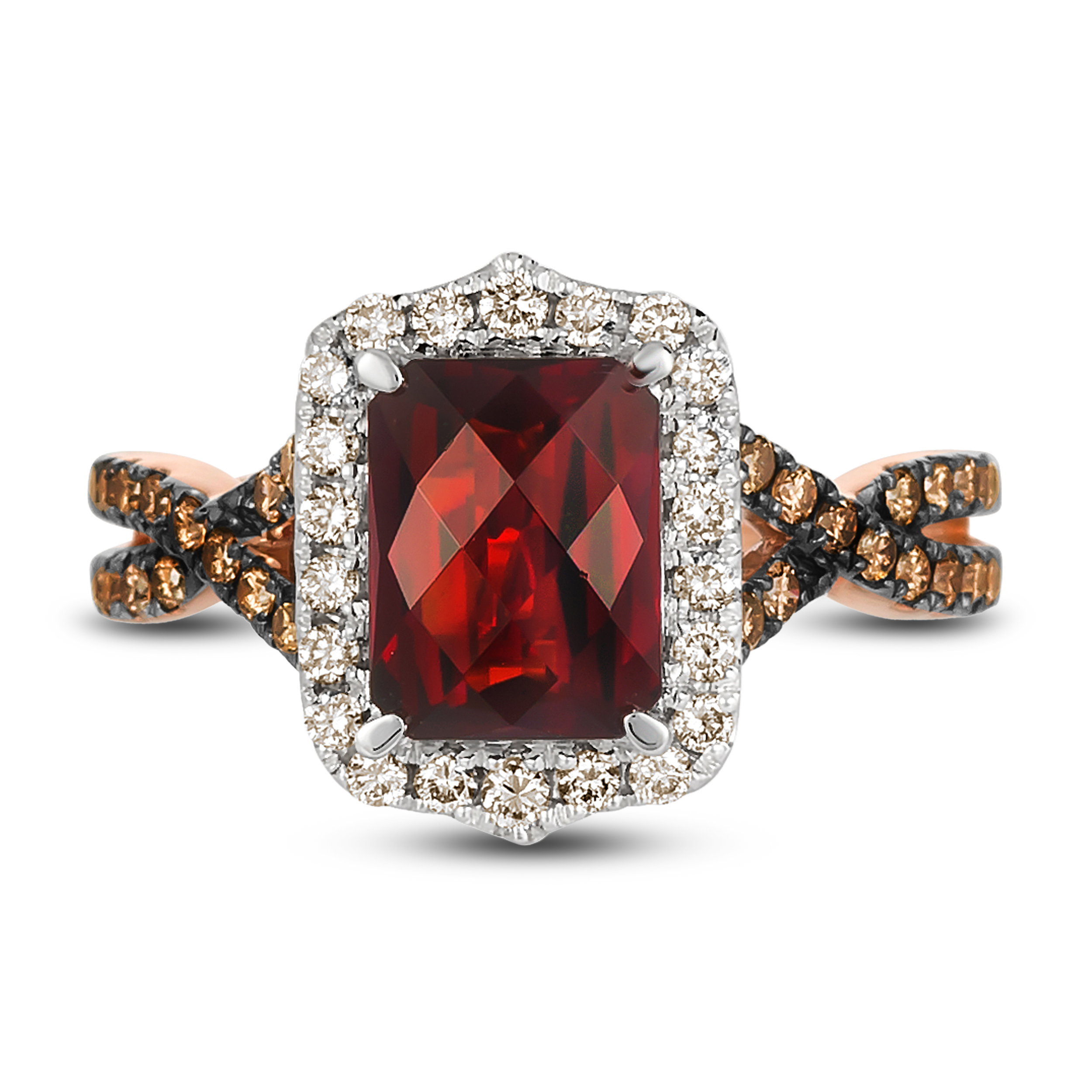Main Image 2 of Le Vian Natural Garnet Ring 1/2 ct tw Diamonds 14K Two-Tone Gold