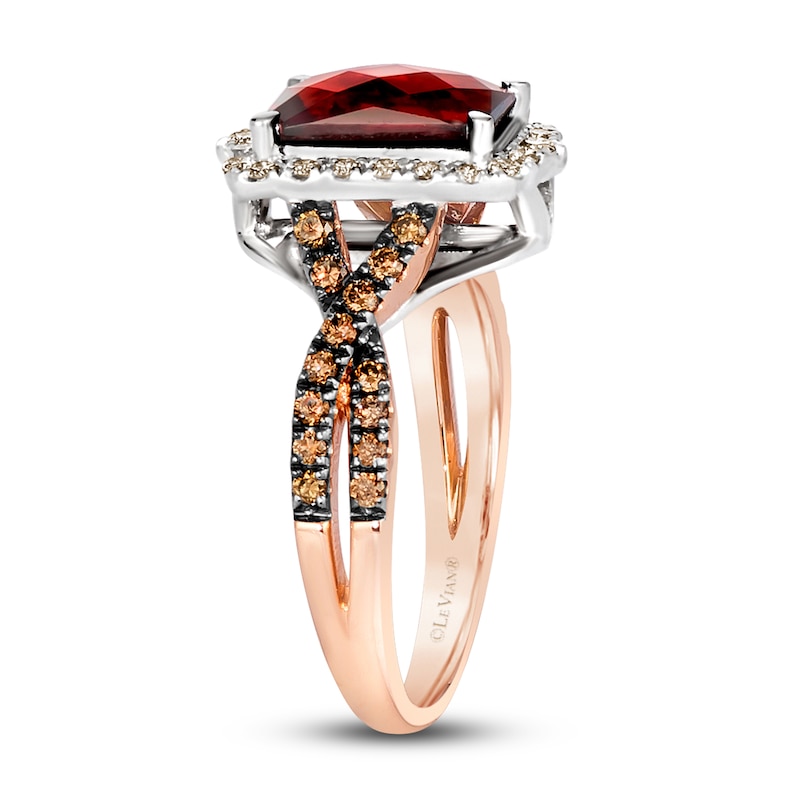 Main Image 4 of Le Vian Natural Garnet Ring 1/2 ct tw Diamonds 14K Two-Tone Gold