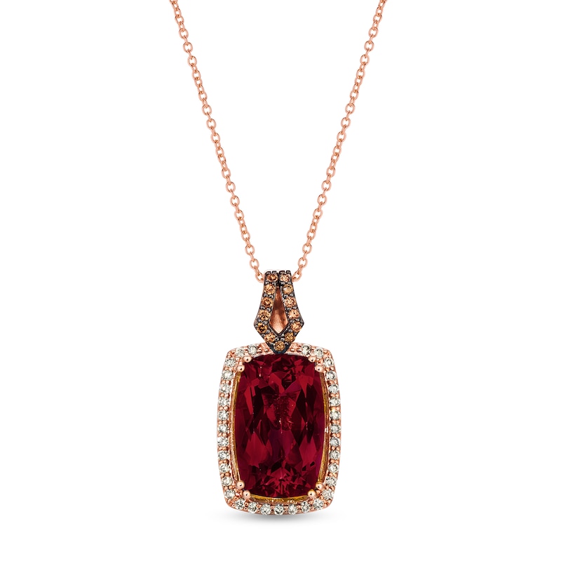 Main Image 1 of Le Vian Natural Garnet Necklace 3/8 ct tw Diamonds 14K Strawberry Gold
