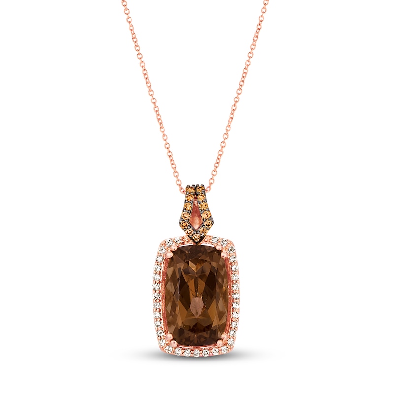 Main Image 1 of Le Vian Natural Smoky Quartz Necklace 3/8 ct tw Diamonds 14K Strawberry Gold