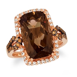 Le Vian Natural Smoky Quartz Ring 1/2 ct tw Diamonds 14K Strawberry Gold