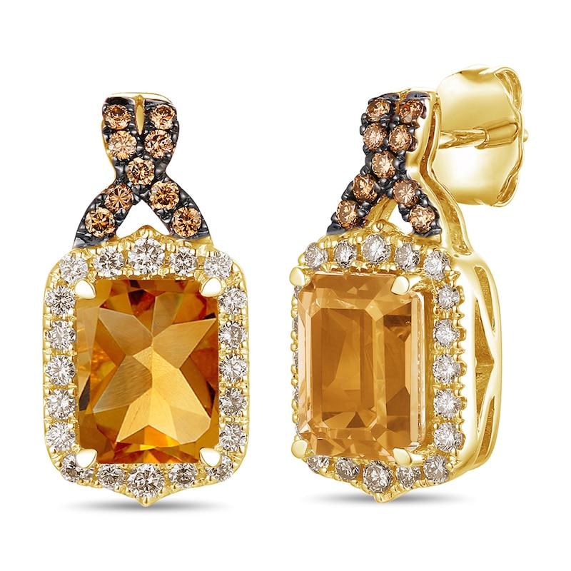Le Vian Natural Citrine Earrings 1/2 ct tw Diamonds 14K Honey Gold