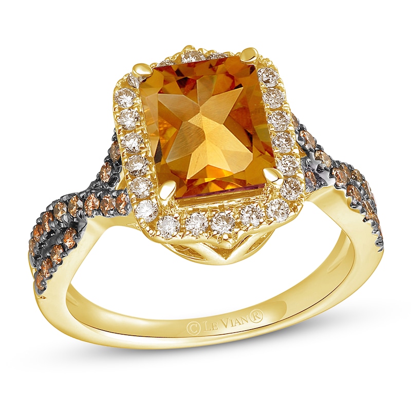 Le Vian Natural Citrine Ring 1/2 ct tw Diamonds 14K Honey Gold with 360